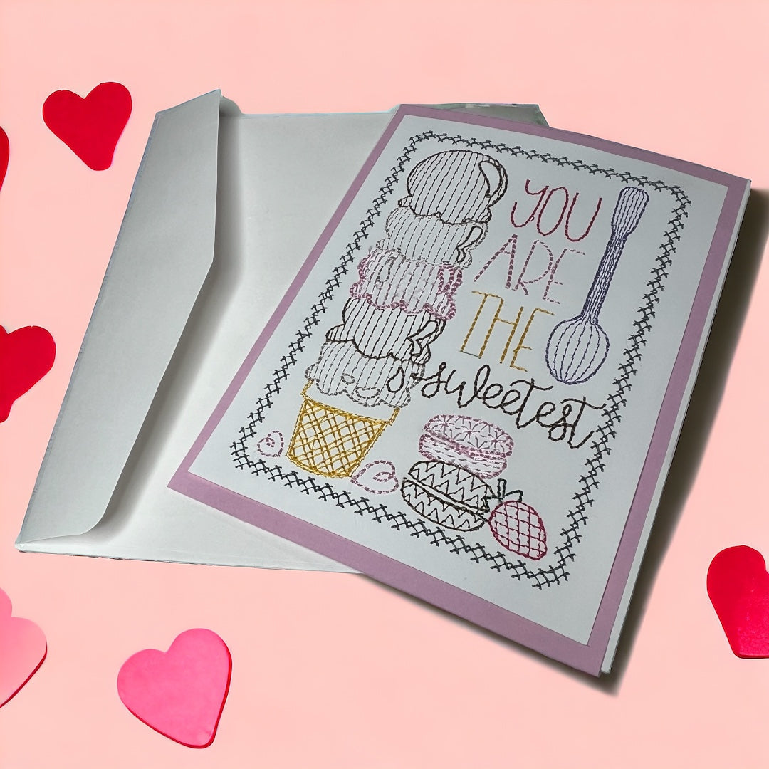 You Are The Sweetest Embroidered Valentines Day Card