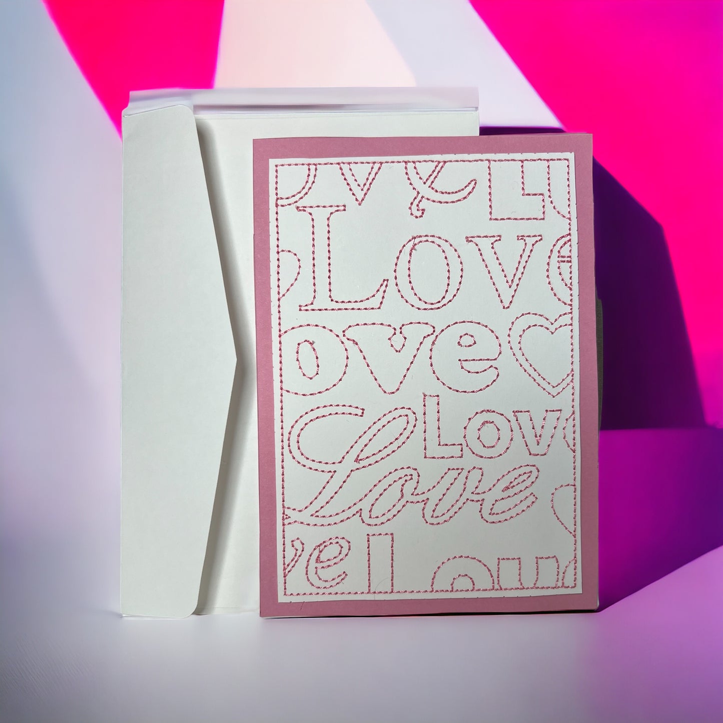 Love Love Love Embroidered Valentines Day Card