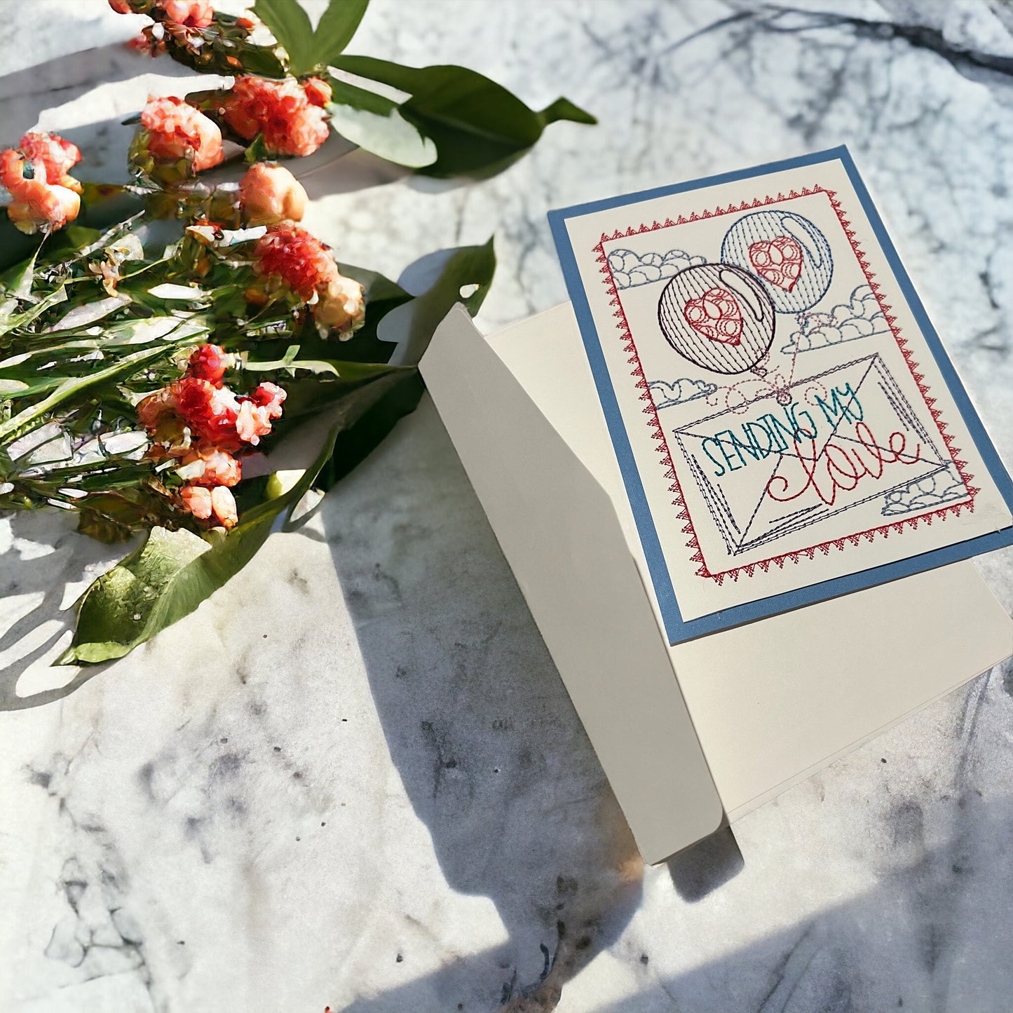 Sending My Love Embroidered Valentines Day Card