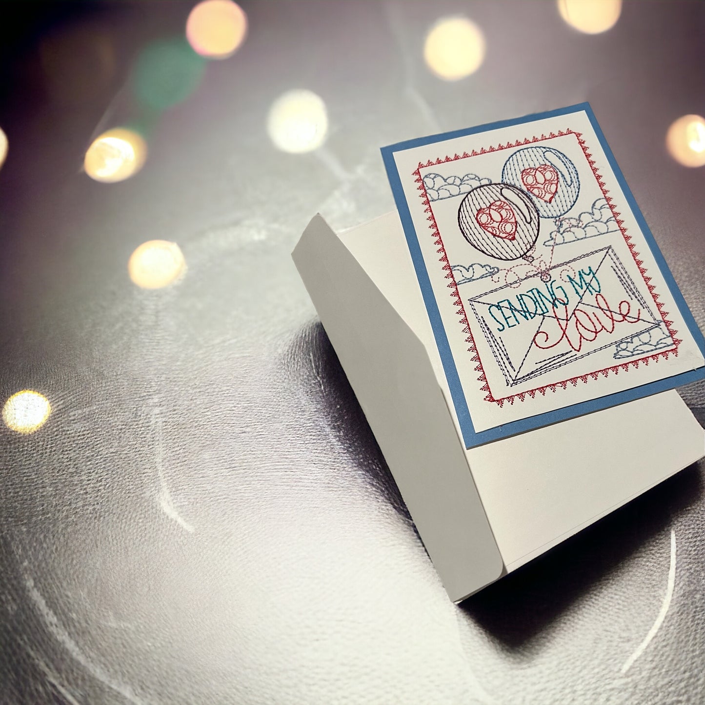 Sending My Love Embroidered Valentines Day Card
